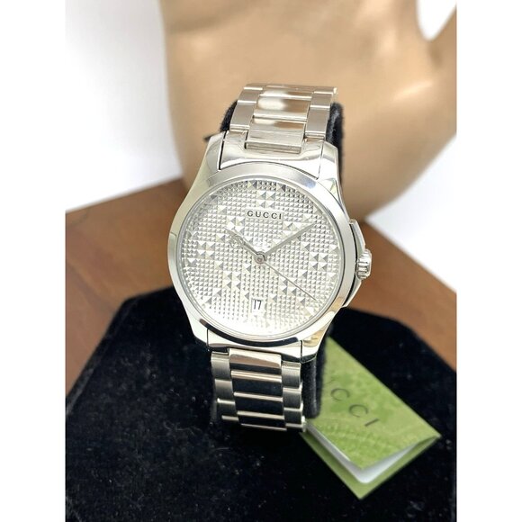 Gucci Women's Watch YA126551 G-Timeless Swiss Quartz Silver Dial Steel 27mm - Picture 13 of 14